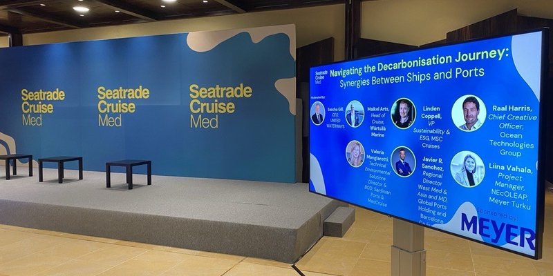 The new NEcOLEAP video premiered at Seatrade Cruise Med